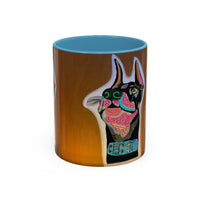 Colorful Doberman Accent Coffee Mug — Vibrant Dog Portrait Ceramic Mug (11/15oz)