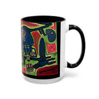 AFTER LIFE.  Abstract Tribal Art Coffee Mug — Colorful Surreal Accent Mug