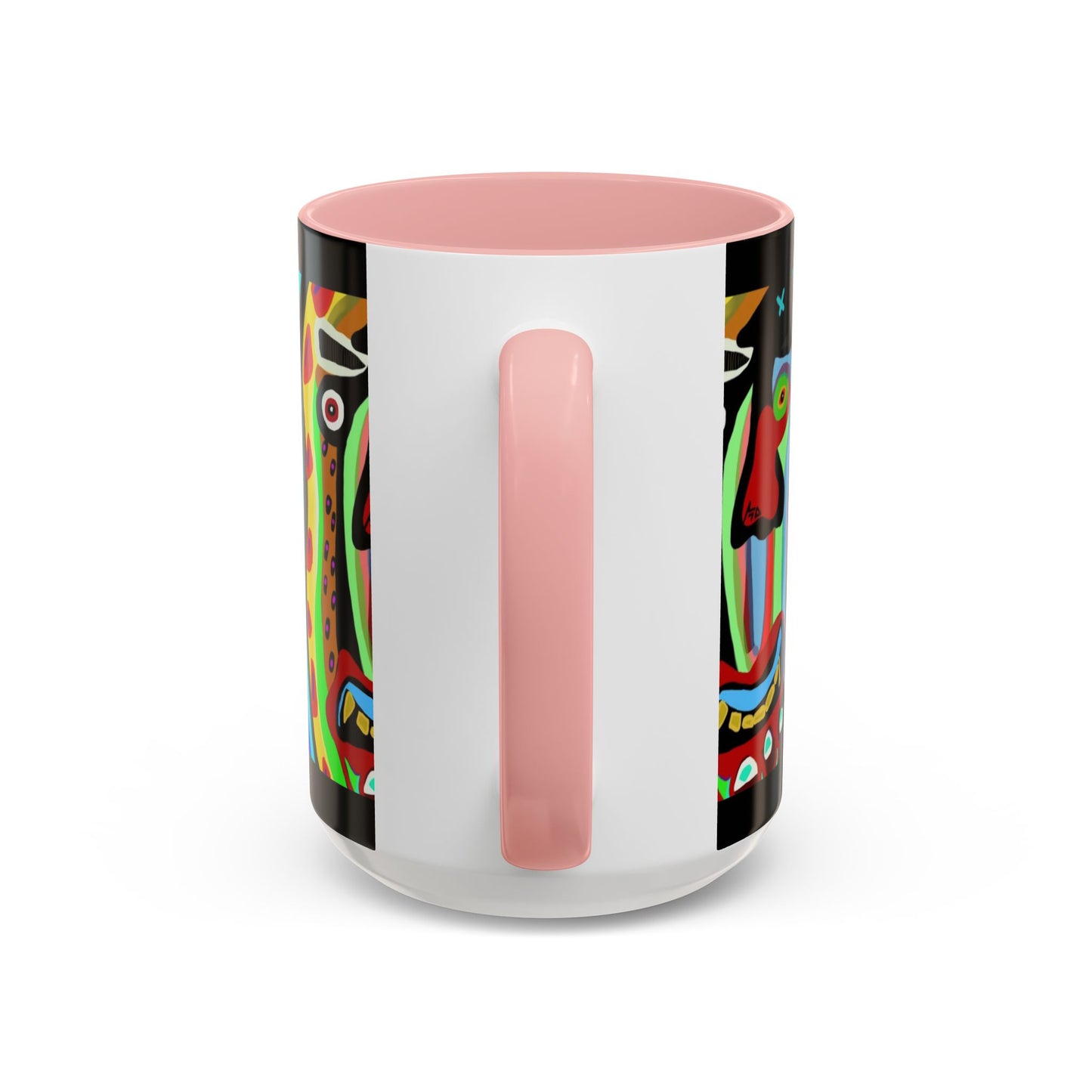 CRAZY.   Neon Face Accent Coffee Mug – Colorful Psychedelic Art Ceramic Mug