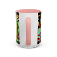 CRAZY.   Neon Face Accent Coffee Mug – Colorful Psychedelic Art Ceramic Mug