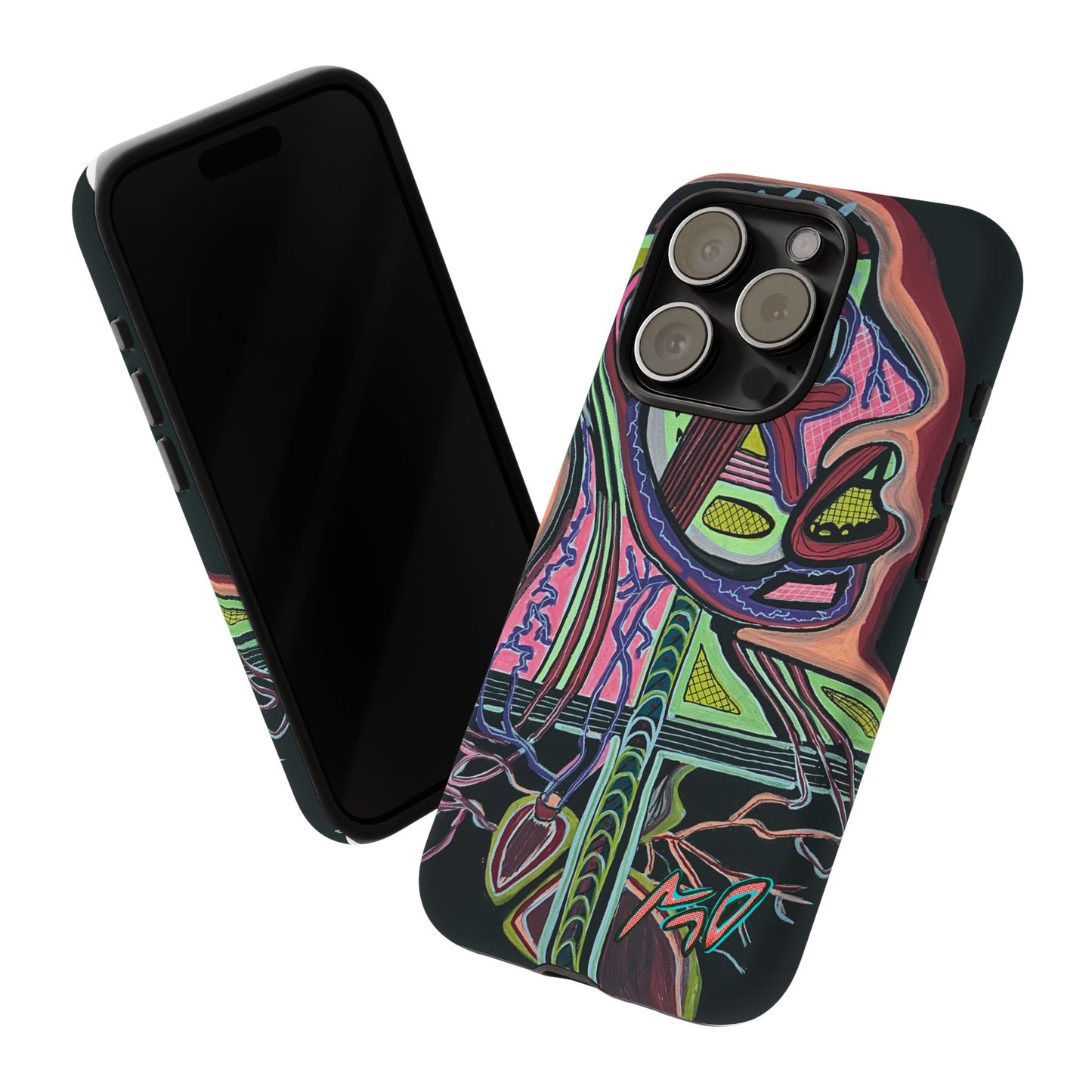 HEART ATTACK Abstract Neon Face Tough Phone Case – Vibrant Art Phone Cover