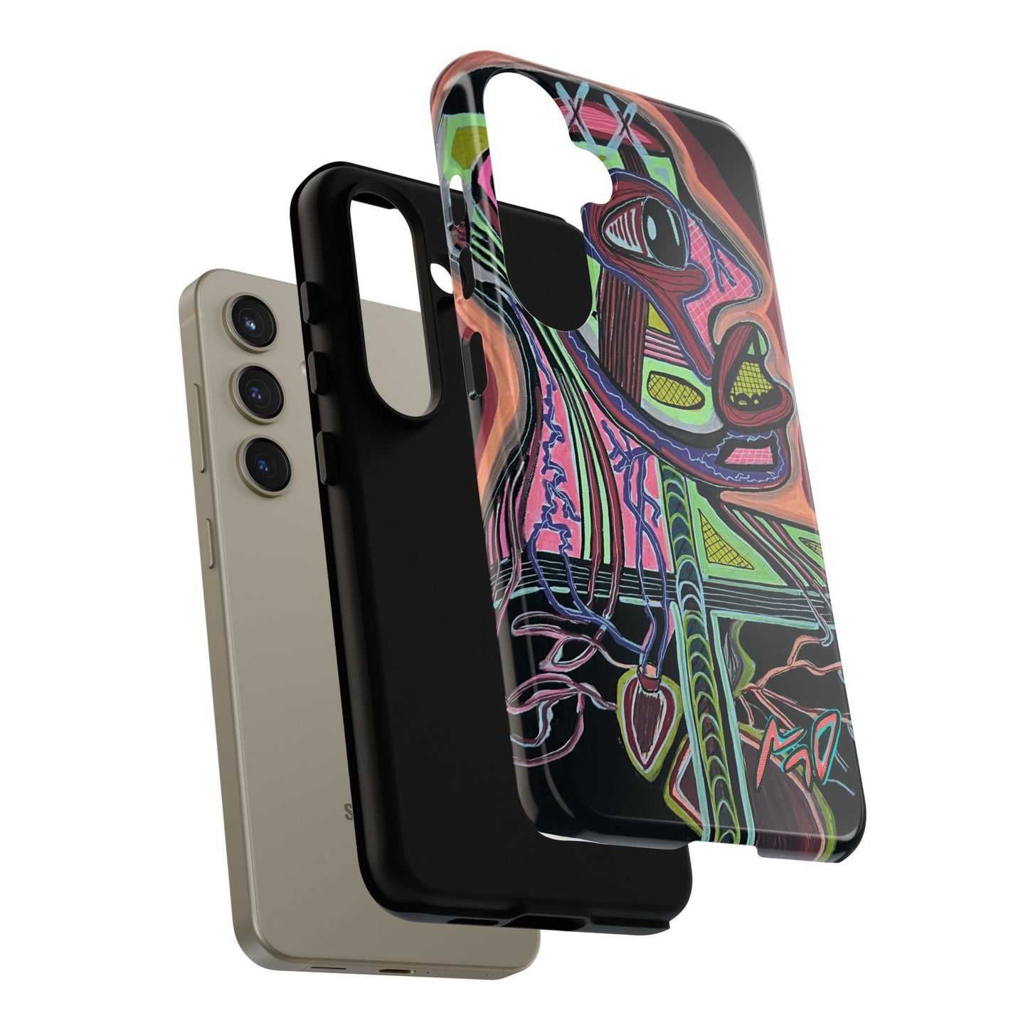 HEART ATTACK Abstract Neon Face Tough Phone Case – Vibrant Art Phone Cover