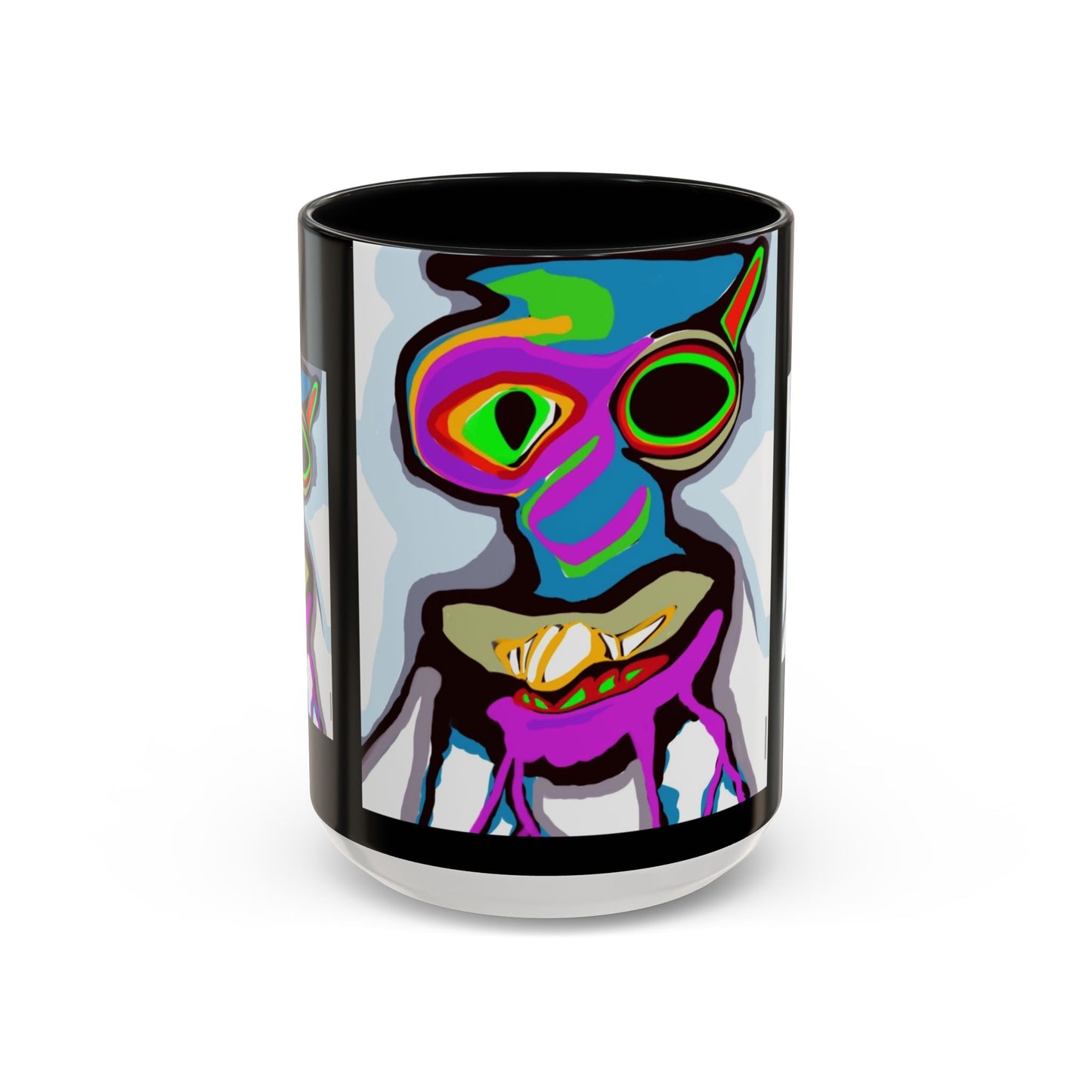 Abstract Alien Art Coffee Mug — Colorful Surreal Creature Accent Mug