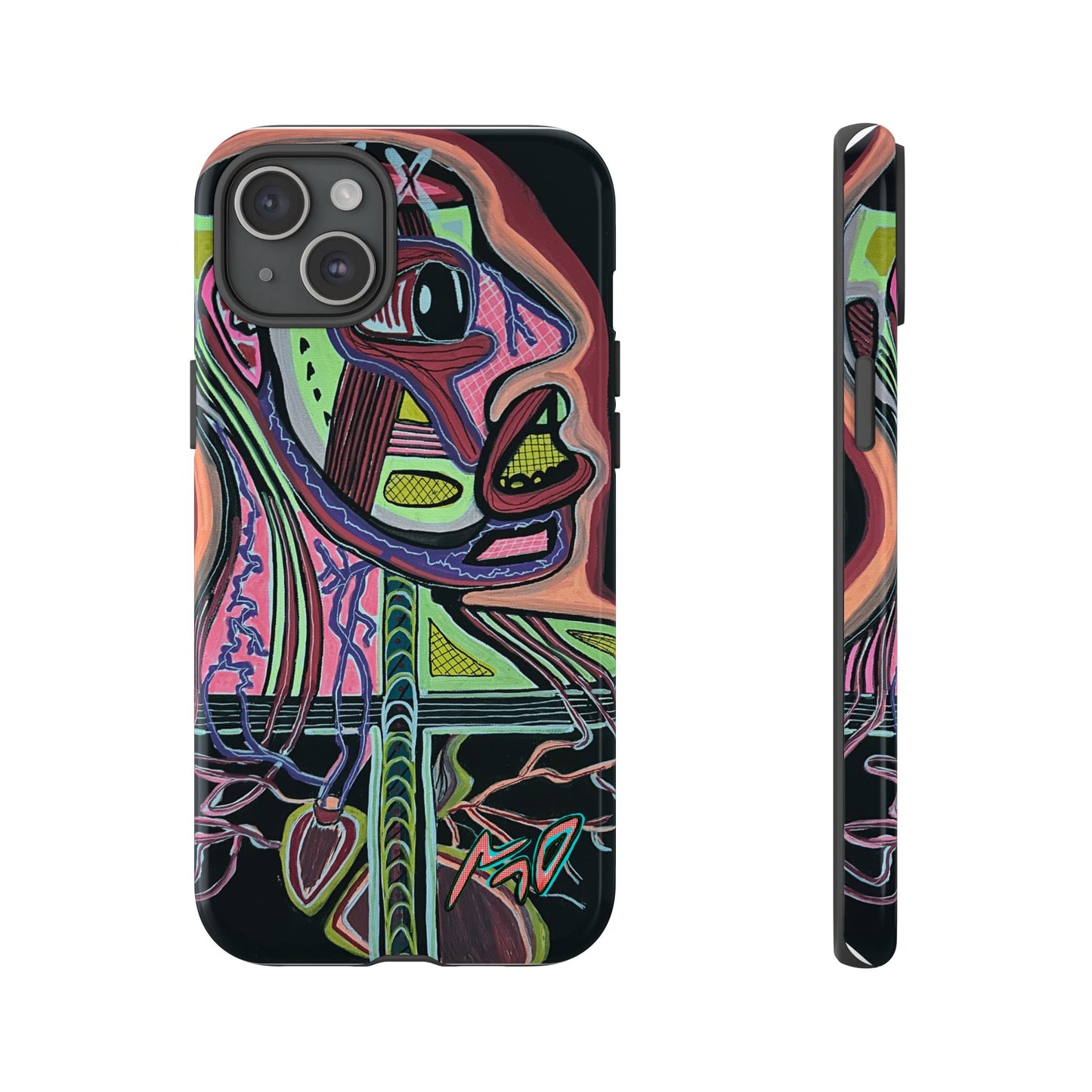 HEART ATTACK Abstract Neon Face Tough Phone Case – Vibrant Art Phone Cover