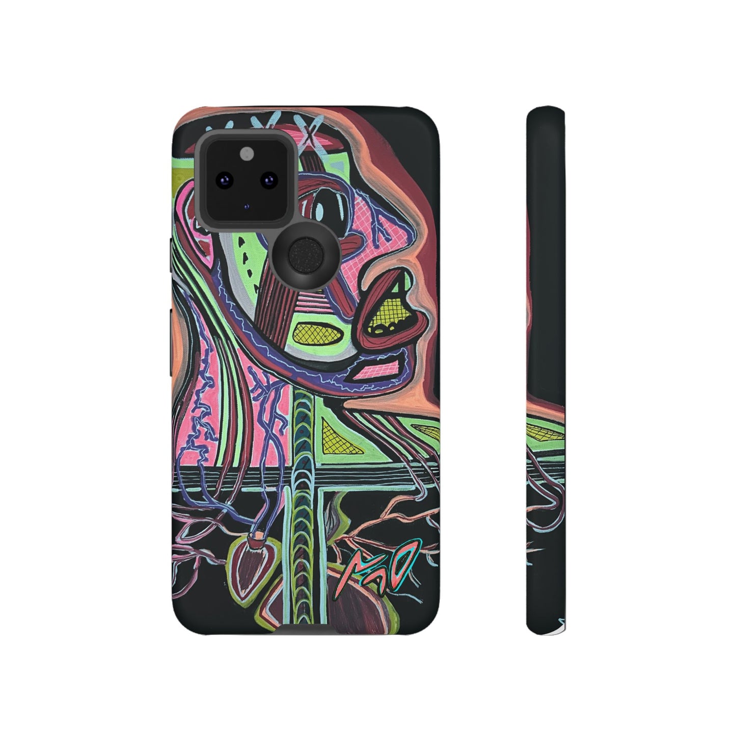 HEART ATTACK Abstract Neon Face Tough Phone Case – Vibrant Art Phone Cover