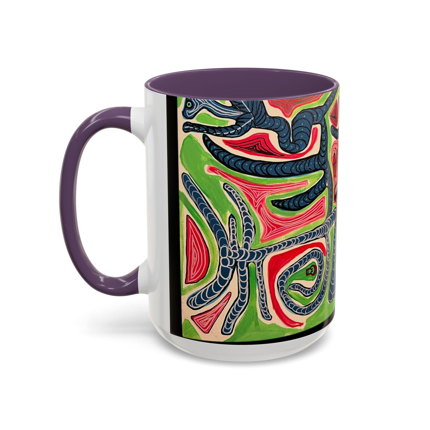 AFTER LIFE.  Abstract Tribal Art Coffee Mug — Colorful Surreal Accent Mug