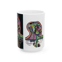 HEART ATTACK  Abstract Psychedelic Skull Ceramic Mug — Colorful Anatomical Art (11oz & 15oz)