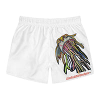 CRAZY TUNA.   Art Swim Trunks - Colorful Abstract Sea Creature Boardshorts