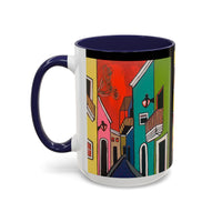 SAN SEBASTIAN.  Colorful Street Scene Accent Coffee Mug — Vibrant Urban Art Ceramic Mug (11/15oz)