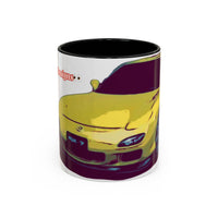 RX7  Coffee Mug — Yellow Sports Car Illustration Accent Mug
