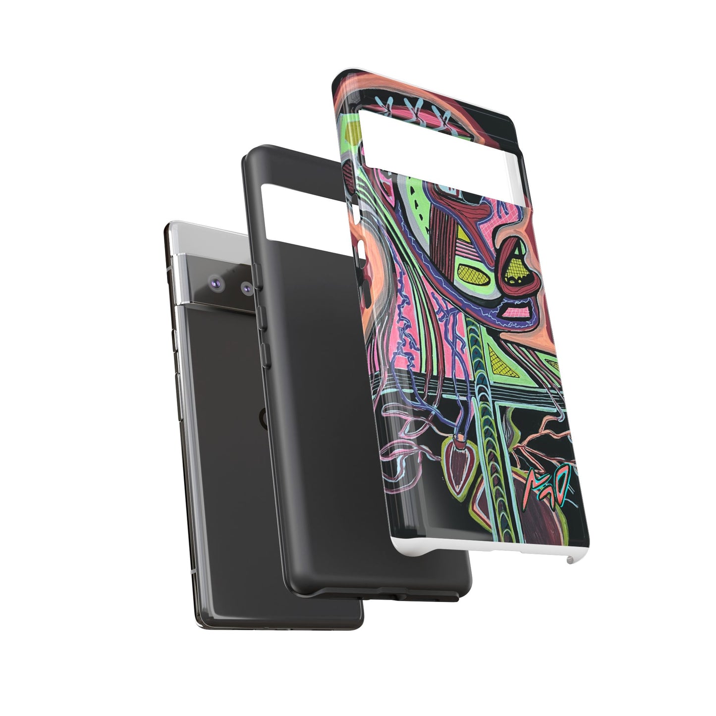 HEART ATTACK Abstract Neon Face Tough Phone Case – Vibrant Art Phone Cover
