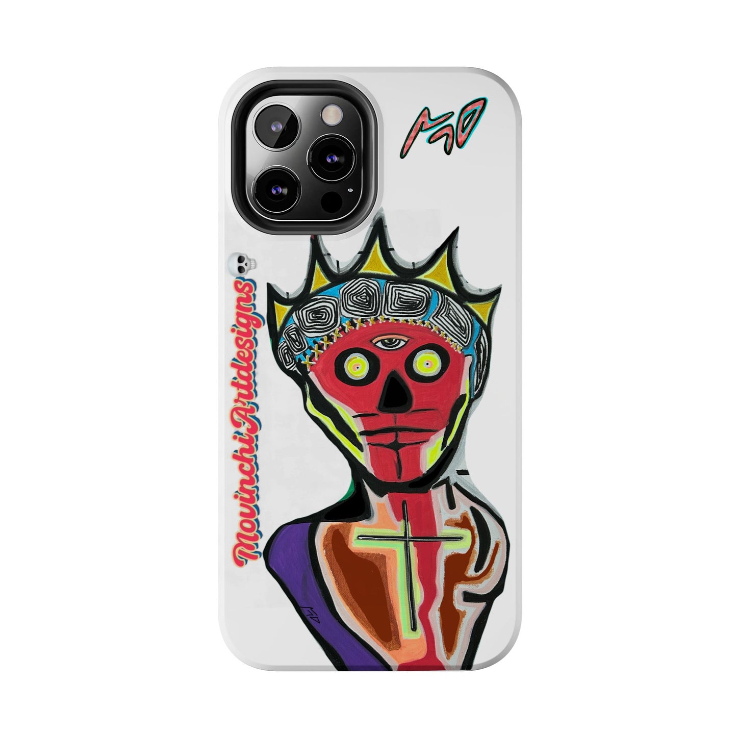 Artistic Crown KING GRAY  Skull Tough Phone Case — Colorful Abstract Guardian Design
