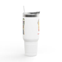 MOVINCHIARTDESIGNS.  40oz Insulated Travel Mug — Colorful Abstract Skull Design, Spill‑Resistant Tumbler