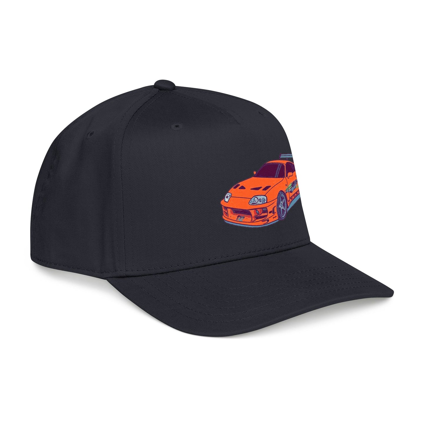 2JZ.  Retro Orange Sports Car Baseball Cap — Vintage JDM Supra Snapback