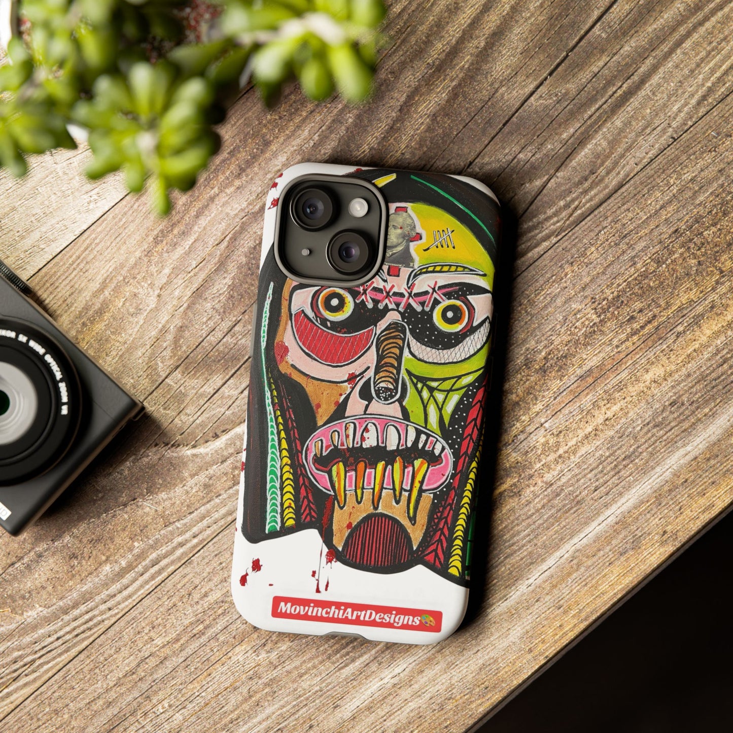 KUNTA.  Abstract Tribal Skull Phone Case — Colorful Street Art Protective Cover