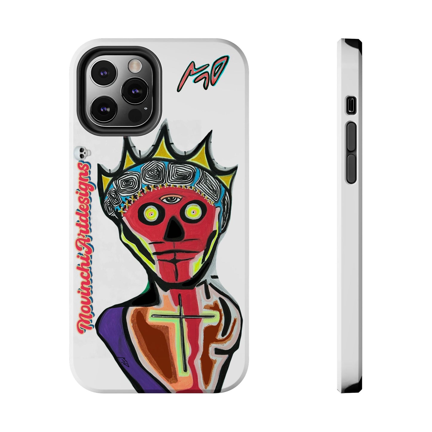 Artistic Crown KING GRAY  Skull Tough Phone Case — Colorful Abstract Guardian Design