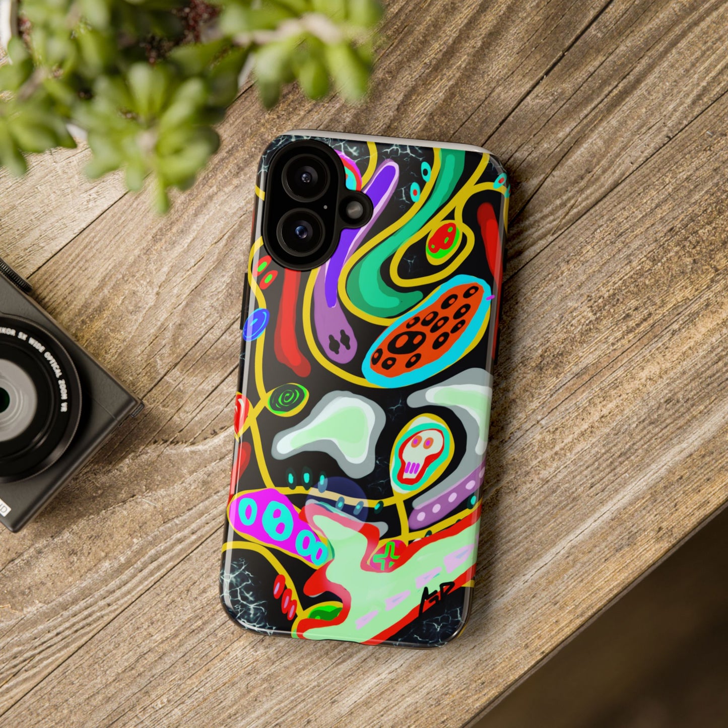 CRAZY4  Abstract Neon Skull Phone Case — Colorful Psychedelic Protective Cover