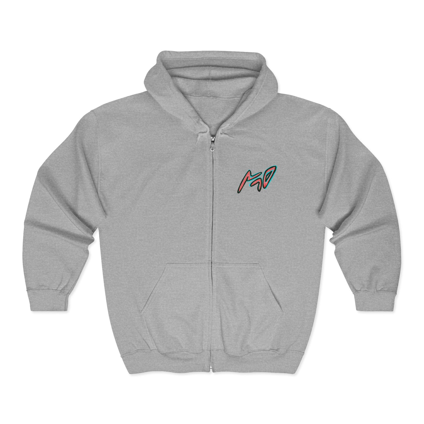 VINCENT.  Skull Graphic Zip Hoodie — Neon Retro Art Back Patch