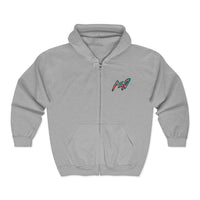 VINCENT.  Skull Graphic Zip Hoodie — Neon Retro Art Back Patch