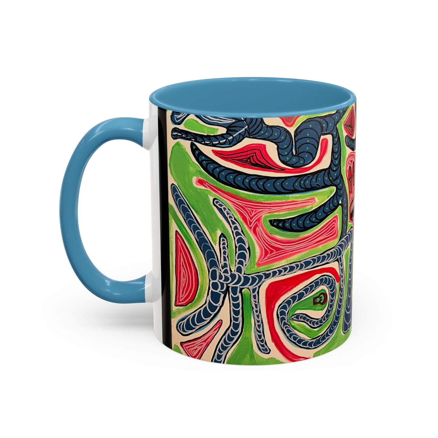 AFTER LIFE.  Abstract Tribal Art Coffee Mug — Colorful Surreal Accent Mug