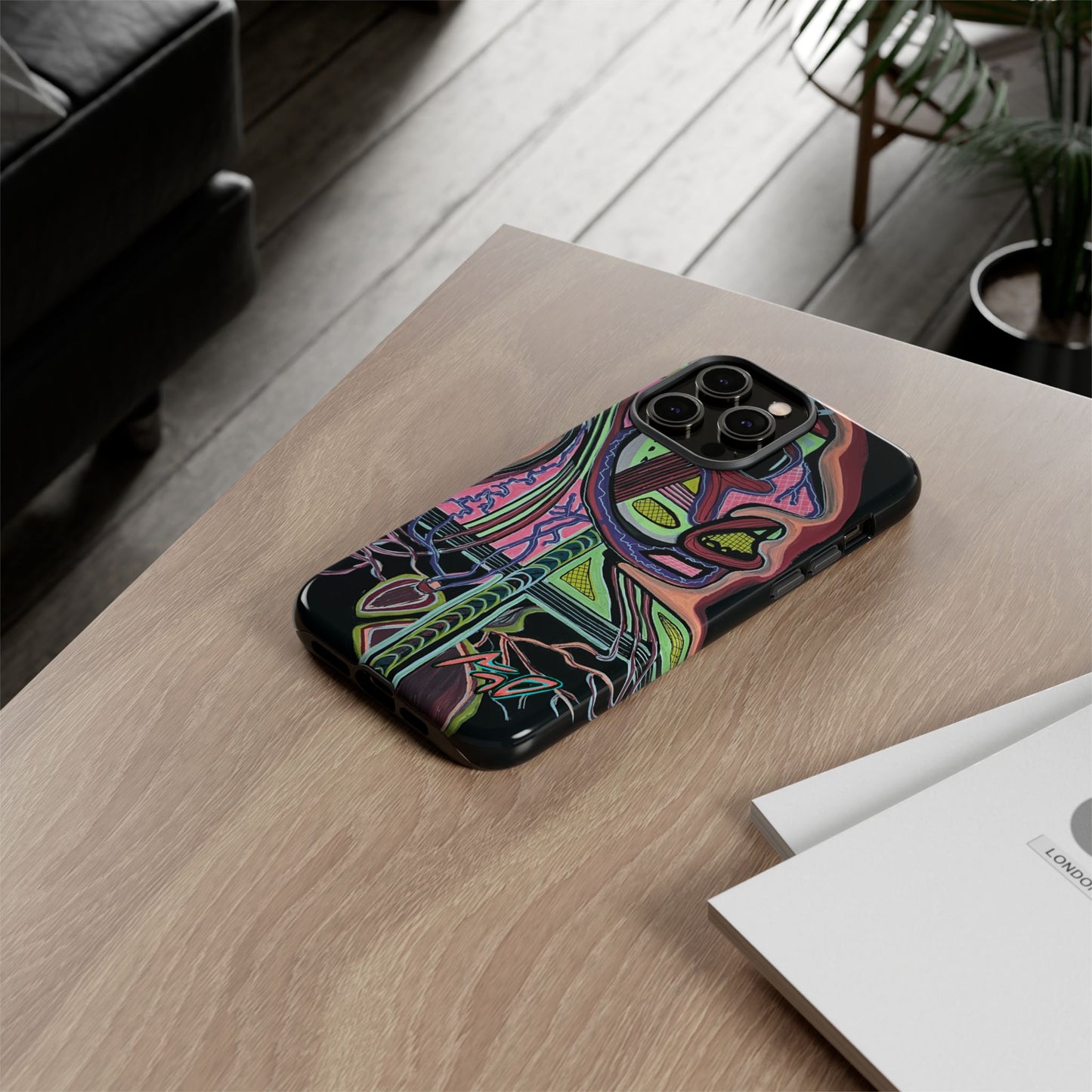 HEART ATTACK Abstract Neon Face Tough Phone Case – Vibrant Art Phone Cover