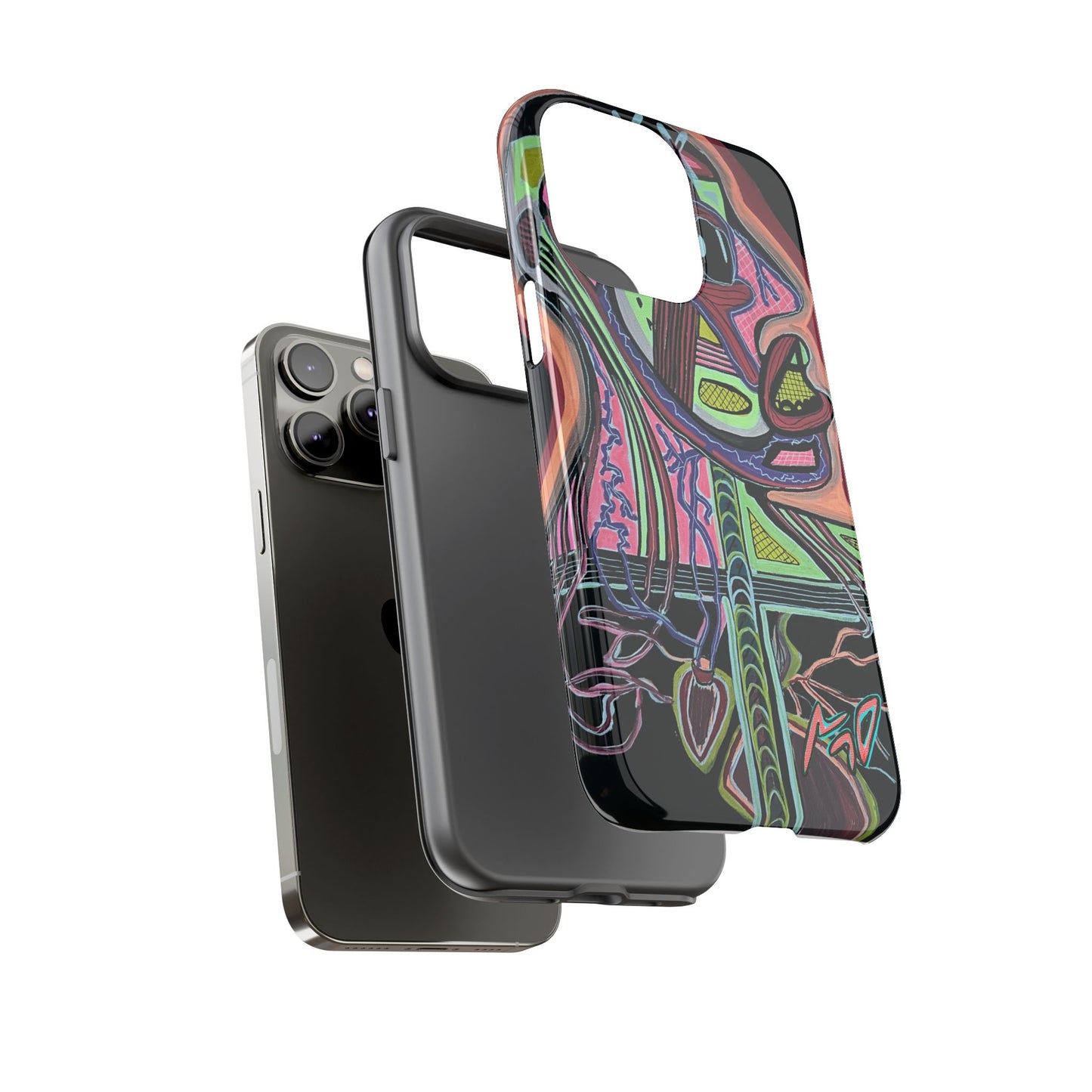 HEART ATTACK Abstract Neon Face Tough Phone Case – Vibrant Art Phone Cover