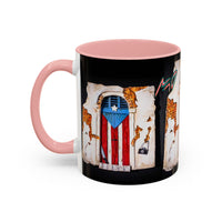 Puerto Rico Flag Door Accent Coffee Mug — Vintage Rustic Boricua Pride (11/15oz)
