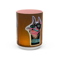 Colorful Doberman Accent Coffee Mug — Vibrant Dog Portrait Ceramic Mug (11/15oz)