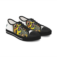 Women's Low Top Sneakers —INFECTED.   Vibrant Abstract Skull Art Print