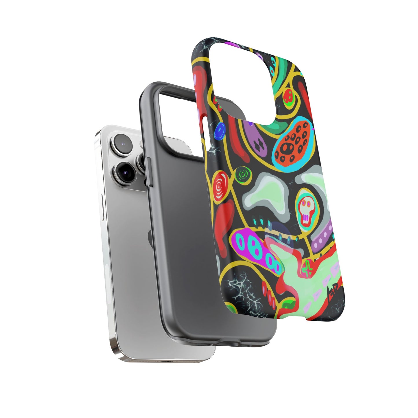 CRAZY4  Abstract Neon Skull Phone Case — Colorful Psychedelic Protective Cover