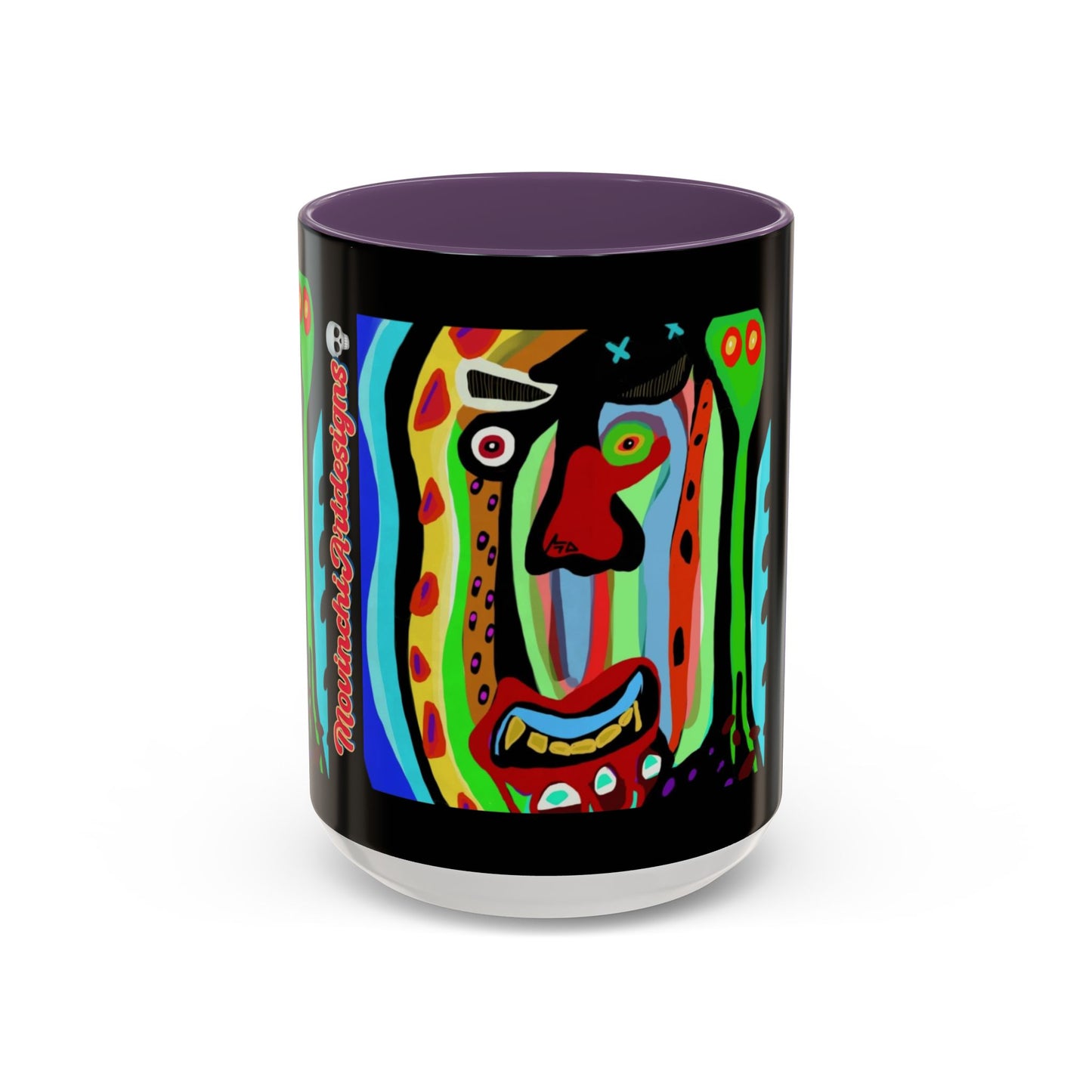 CRAZY.   Neon Face Accent Coffee Mug – Colorful Psychedelic Art Ceramic Mug