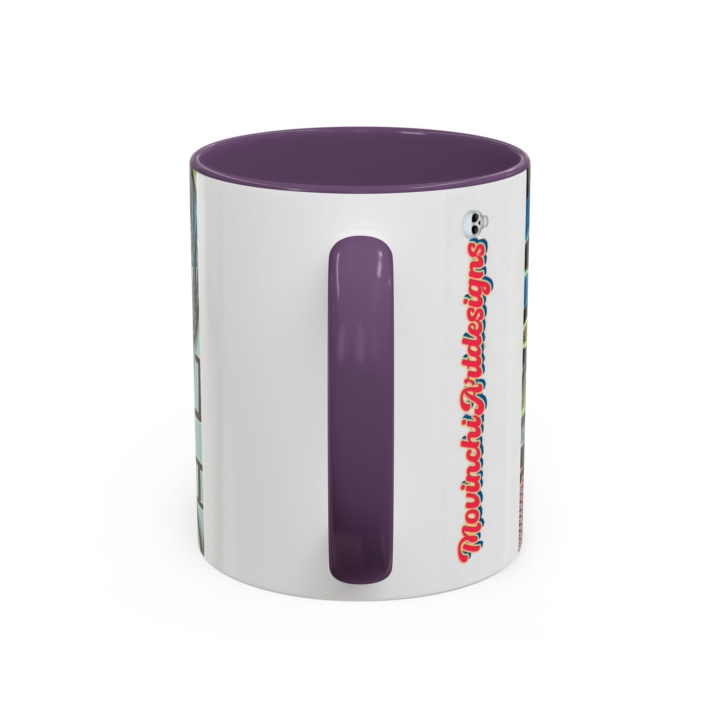 Abstract Day of the Dead Skull Accent Coffee Mug — Colorful Neon Skull Art (11/15oz)
