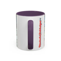 Abstract Day of the Dead Skull Accent Coffee Mug — Colorful Neon Skull Art (11/15oz)