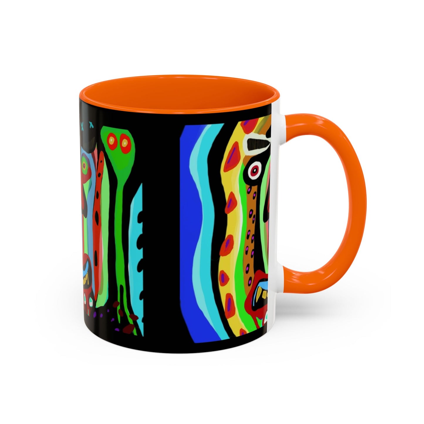 CRAZY.   Neon Face Accent Coffee Mug – Colorful Psychedelic Art Ceramic Mug