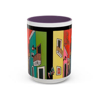 VIEJO SAN JUAN,  Colorful Cityscape Coffee Mug — Vibrant European Street Accent Mug