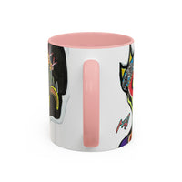 INFECTED KING.  Skull Pop Art Coffee Mug — Colorful Day of the Dead Accent Mug