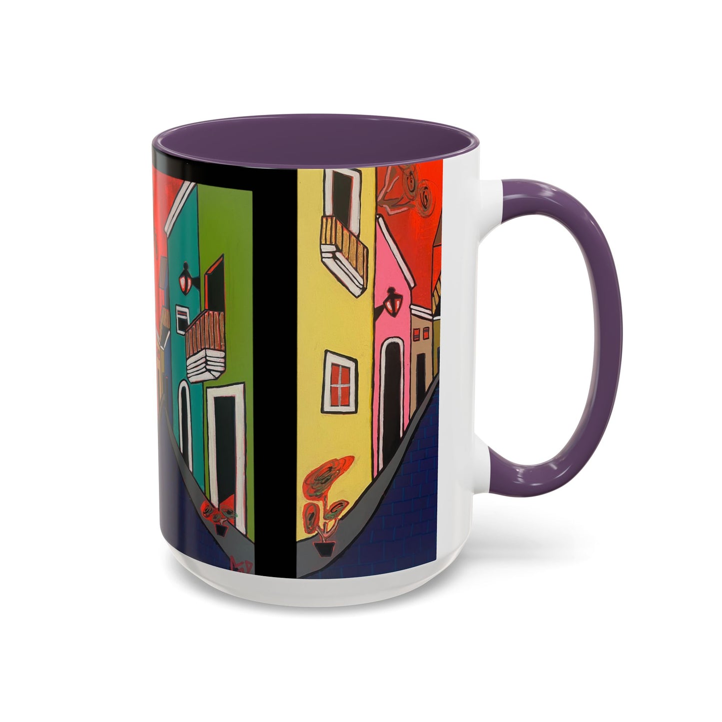 SAN SEBASTIAN.  Colorful Street Scene Accent Coffee Mug — Vibrant Urban Art Ceramic Mug (11/15oz)