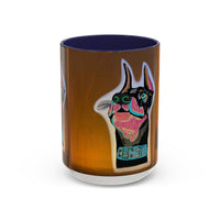 Colorful Doberman Accent Coffee Mug — Vibrant Dog Portrait Ceramic Mug (11/15oz)
