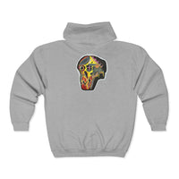VINCENT.  Skull Graphic Zip Hoodie — Neon Retro Art Back Patch