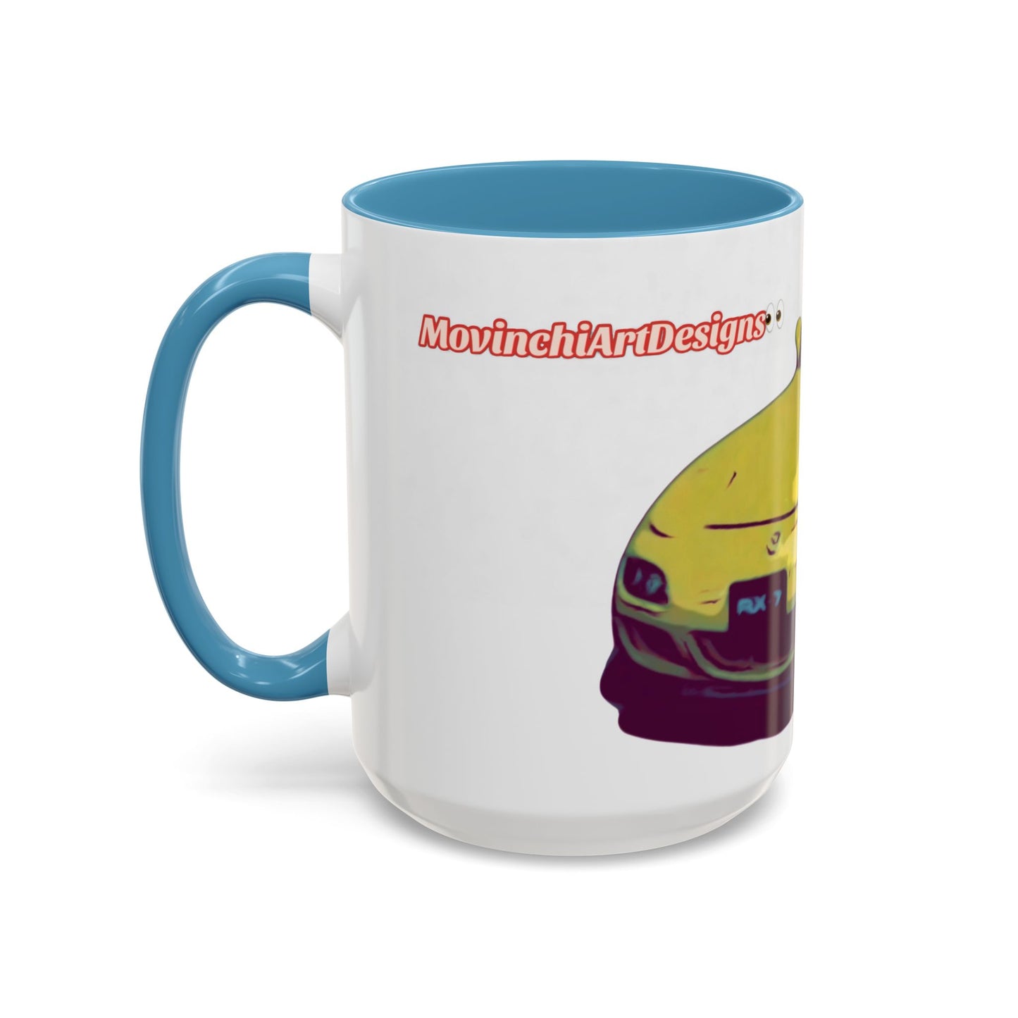 RX7  Coffee Mug — Yellow Sports Car Illustration Accent Mug