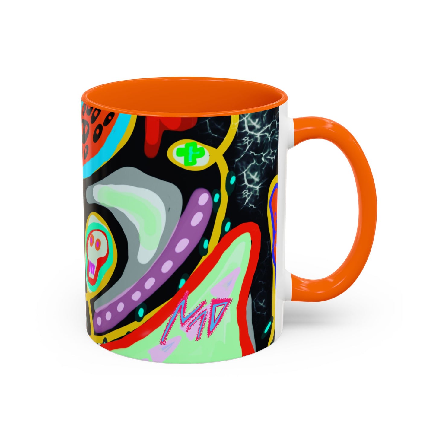 CRAZY2.0  Accent Mug — Colorful Neon Skull Abstract Coffee Cup