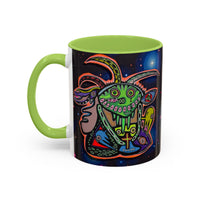 Psychedelic RYDER2.0   Space Goat Accent Coffee Mug — Colorful Cosmic Animal Art (11/15oz)