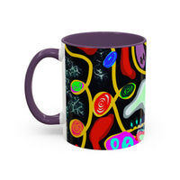 CRAZY2.0  Accent Mug — Colorful Neon Skull Abstract Coffee Cup