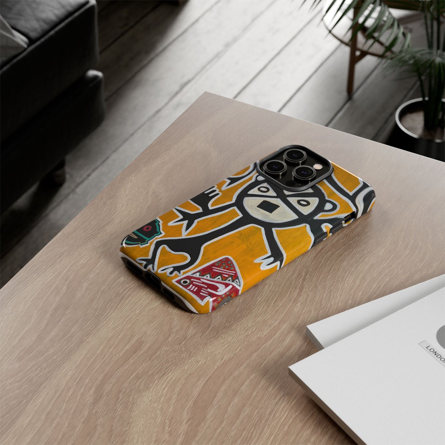 Abstract TAINO  Tribal Art Phone Case – Bold Orange Graphic Protective Cover