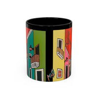 VIEJO SAN JUAN,  Colorful Cityscape Coffee Mug — Vibrant European Street Accent Mug