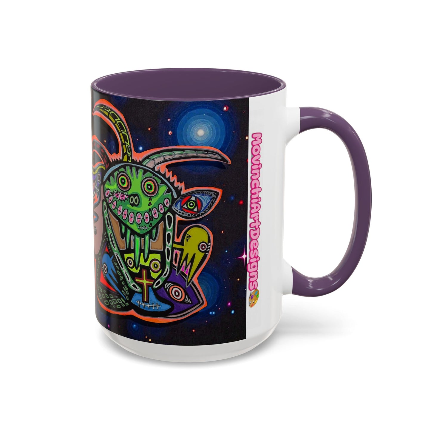 Psychedelic RYDER2.0   Space Goat Accent Coffee Mug — Colorful Cosmic Animal Art (11/15oz)