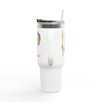 MOVINCHIARTDESIGNS.  40oz Insulated Travel Mug — Colorful Abstract Skull Design, Spill‑Resistant Tumbler