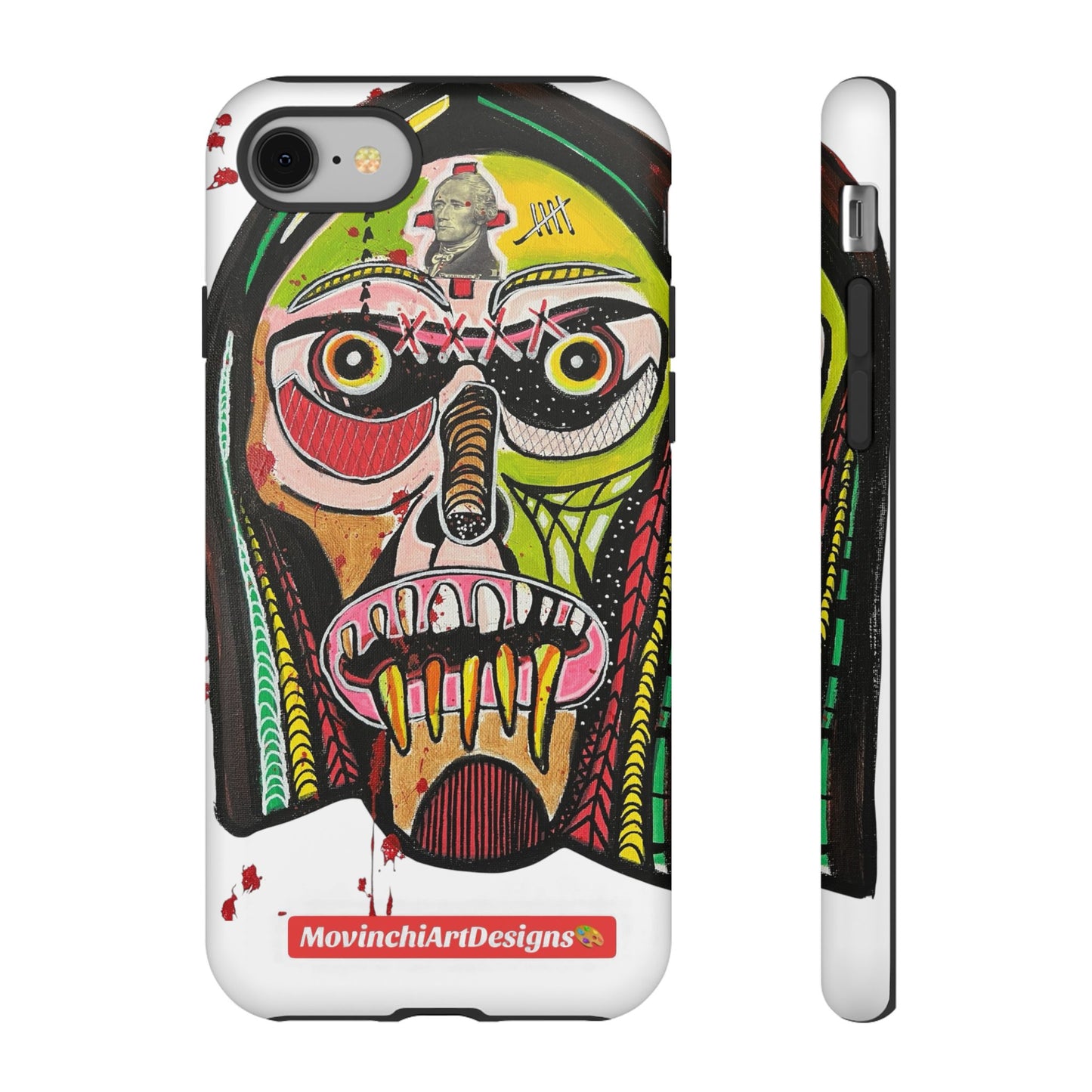 KUNTA.  Abstract Tribal Skull Phone Case — Colorful Street Art Protective Cover