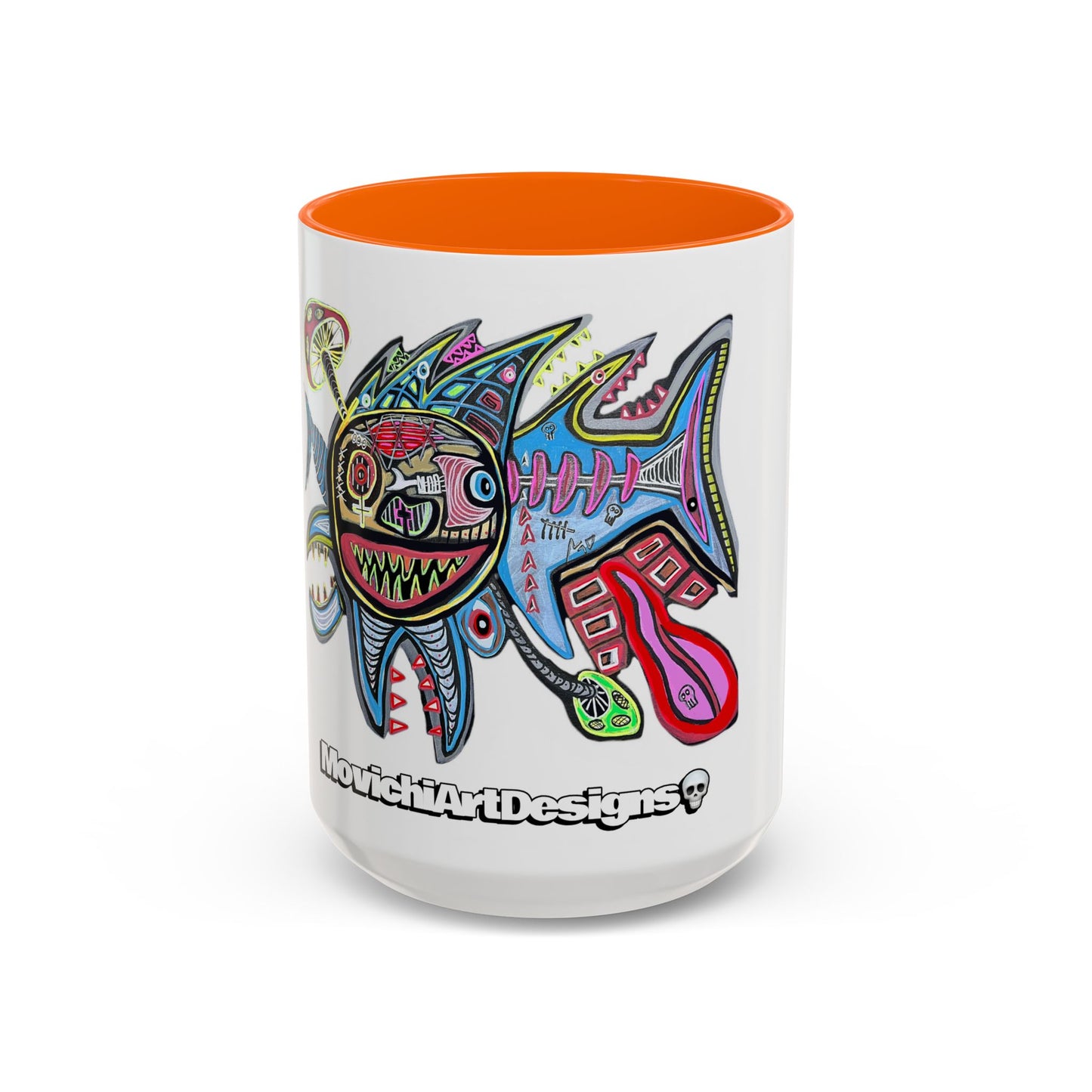 Colorful Shark Attack  Fish Accent Coffee Mug — Bold Nautical Art 11/15oz
