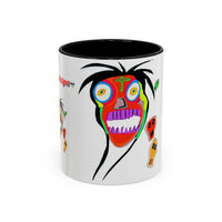 Skullface Accent Coffee Mug — Colorful Day of the Dead Pop Art (11/15oz)